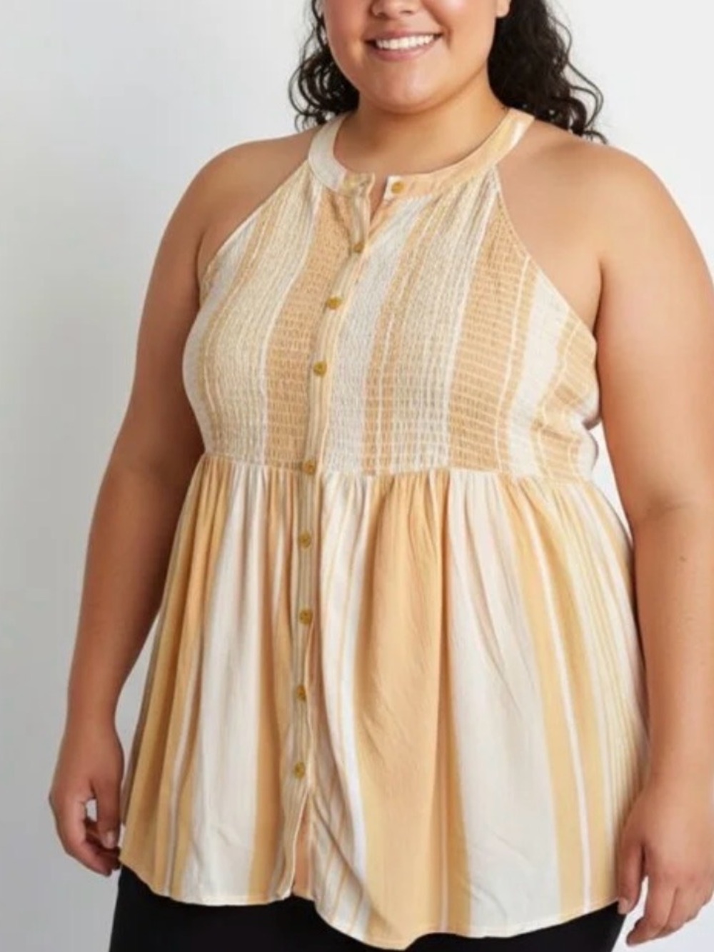 Torrid Yellow Sleeveless Crinkle Top